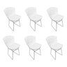 Kit 6 Cadeiras Bertoia Cromada com Assento Sintético Branco - 1