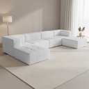 Ver imagem 2 de Sofá 6 Lugares para Sala Living Modular com Puff Lancaster F04 Bouclê Branco - Lyam Decor
