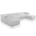Ver imagem 1 de Sofá 6 Lugares para Sala Living Modular com Puff Lancaster F04 Bouclê Branco - Lyam Decor