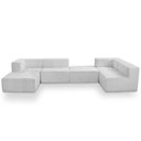 Ver imagem 3 de Sofá 6 Lugares para Sala Living Modular com Puff Lancaster F04 Bouclê Branco - Lyam Decor