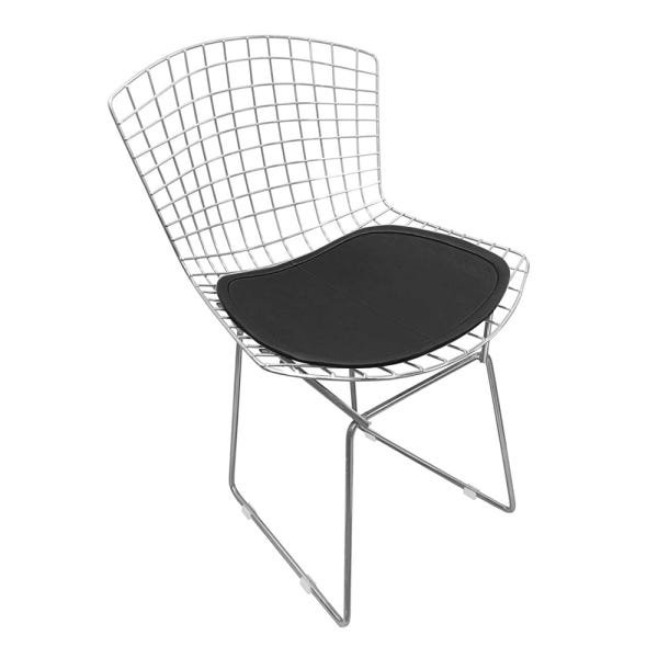 Kit 6 Cadeiras Bertoia Cromadas com Assento Sintético Preto - 2