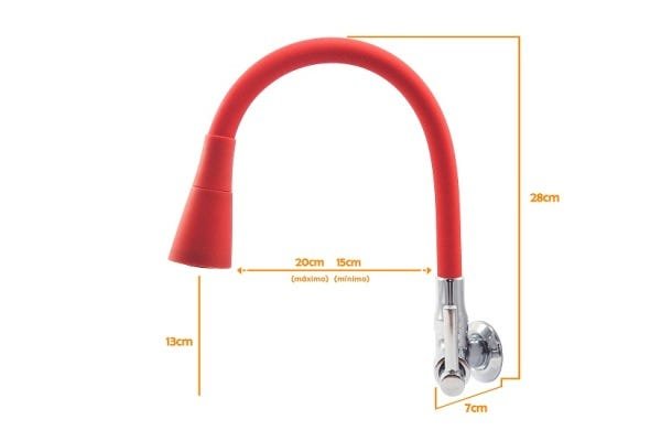Torneira Flex Design Vermelha Flexível Bancada Cozinha - 3