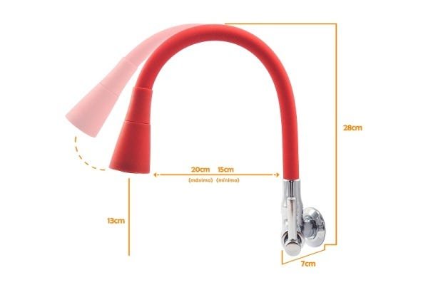 Torneira Flex Design Vermelha Flexível Bancada Cozinha - 2