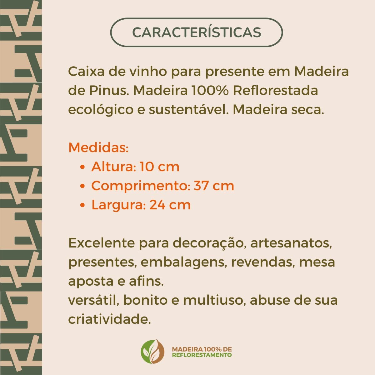 Caixa de Madeira para Vinho Presenteavel - Decoração - Caixa pra 2 Vinhos - 4