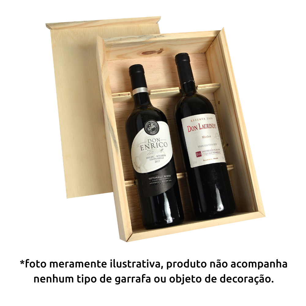 Caixa de Madeira para Vinho Presenteavel - Decoração - Caixa Pra 2 Vinhos - 5