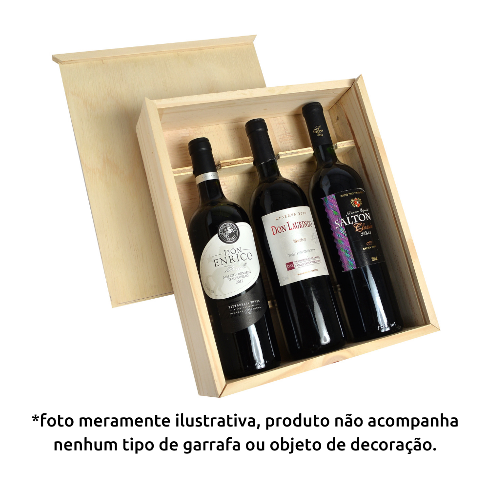 Caixa de Madeira Para Vinhos 3 Garrafas Presenteavel - Decoração - Caixa Pra Vinho - 6