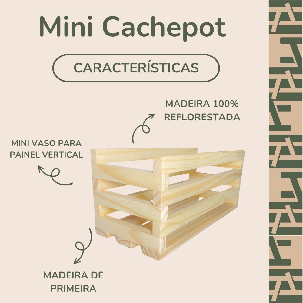 Mini Vaso Cachepot Ripado pra Painel de Pinus Decoração Jardim Orquídeas - 2