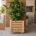 Ver imagem 1 de Vaso Cachepot Ripado de Madeira Eucalipto com Rodízio Decoração