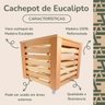 Vaso Cachepot Ripado de Madeira Eucalipto com Rodízio Decoração - 3