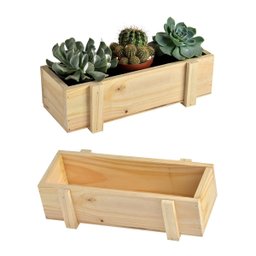 Mini Cachepot Retangular 40x9,5cm de Madeira Vaso pra Plantas Cactos Flores e Decoração - 1
