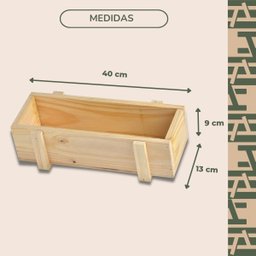 Mini Cachepot Retangular 40x9,5cm de Madeira Vaso pra Plantas Cactos Flores e Decoração - 4