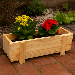 Vaso Cachepot para Jardim Ripado Madeira Natural Decoração 40x10x13