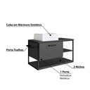 Ver imagem 3 de Gabinete para Banheiro Industrial Suspenso 80 cm com 1 Porta e Cuba - Preto/Grafite