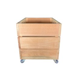 Vaso Cachepot Liso Fechado com Rodizio Eucalipto 30x30x35 Madeira Natural - 1