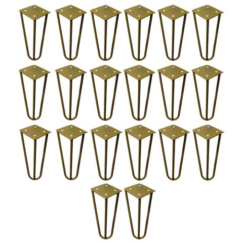 Kit 20 Pés de Metal 15 CM Hairpin Legs Mesas de Centro Puffs Dourado