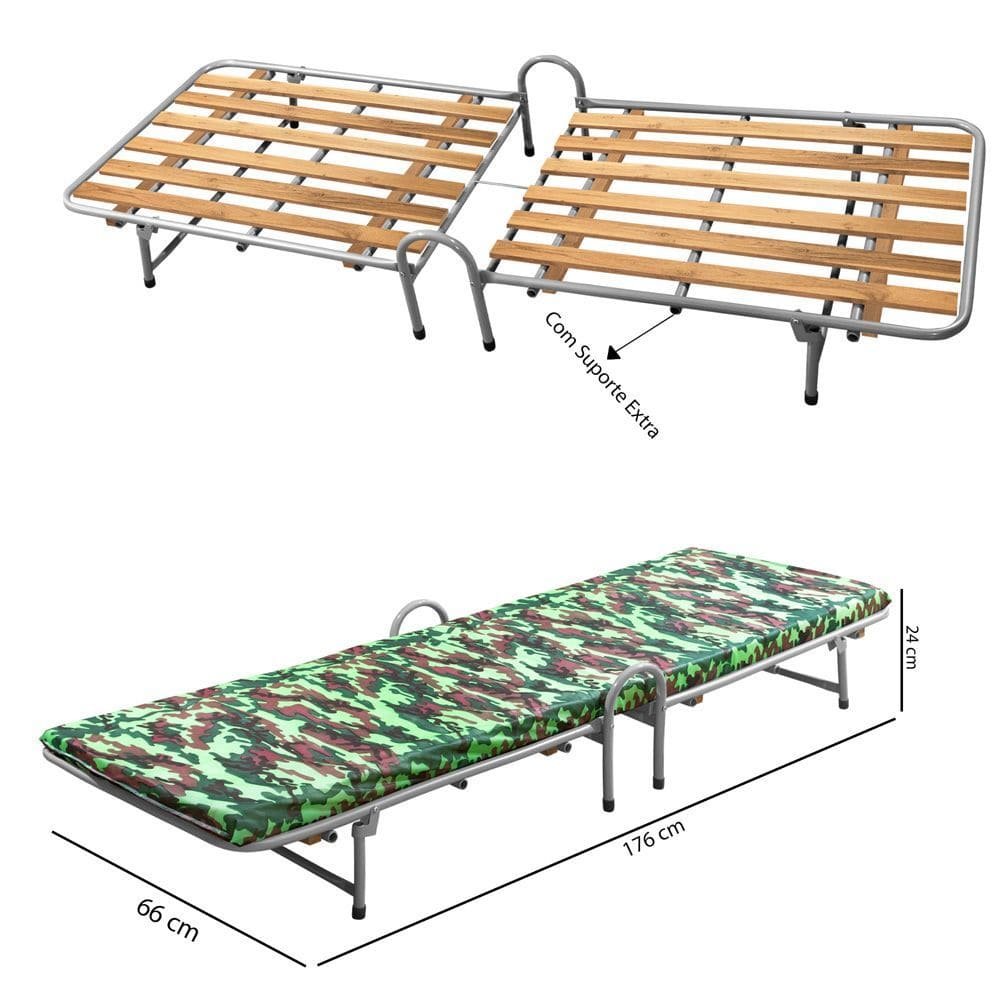 Cama Dobrável com Colchão Multifuncional para Camping Pesca Descanso - 2