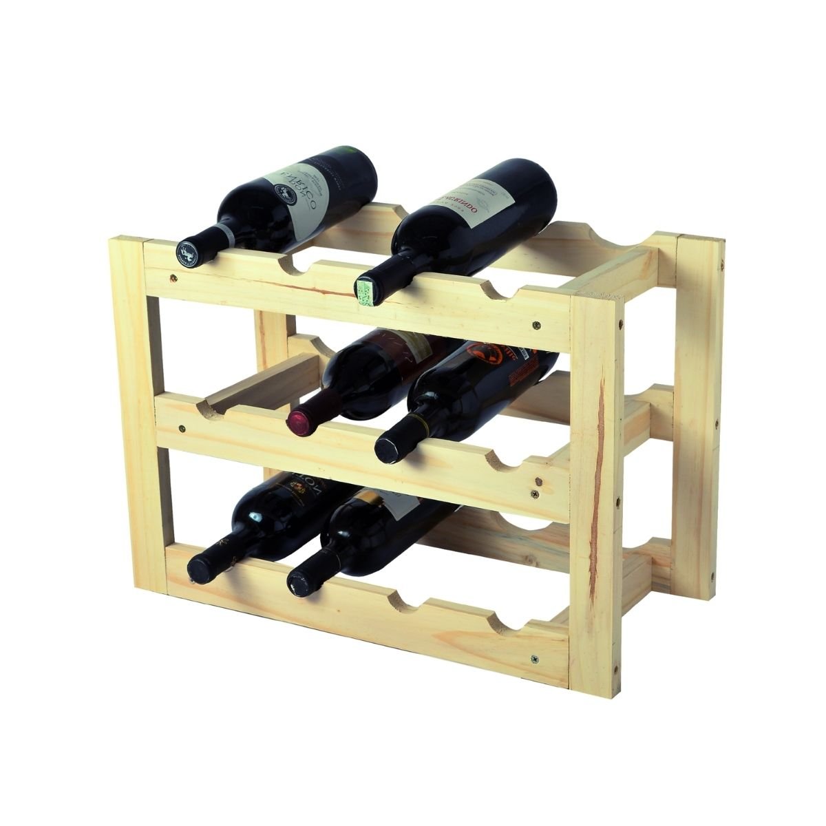 Adega Barzinho pra Garrafas de Vinho Cachaça - 12 Garrafas Madeira Natural - Decoração 52x26x36,5cm