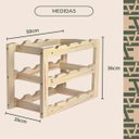 Ver imagem 3 de Adega Barzinho pra Garrafas de Vinho Cachaça - 12 Garrafas Madeira Natural - Decoração 52x26x36,5cm