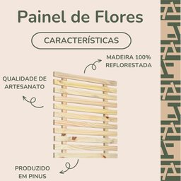 Painel Floreira Treliça Verical para Parede Madeira Pinus 50x50cm - 3