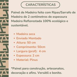 Painel Floreira Treliça Verical para Parede Madeira Pinus 50x50cm - 4