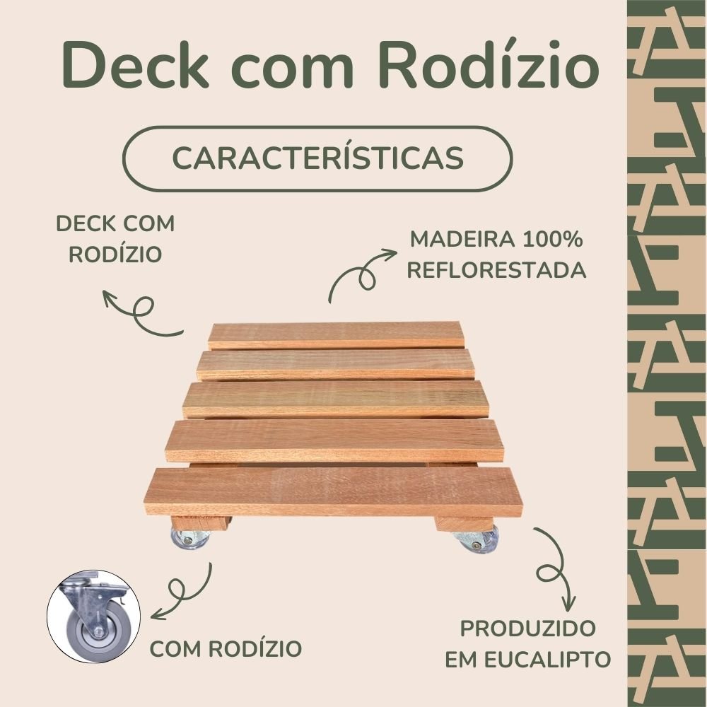 Deck para Jardim e Decoração com Rodízio 45cm - 2