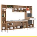 Ver imagem 3 de Cozinha Modulada Inova 270x192Cm Balcão Pia Cooktop Armário Paneleiro MDP Carvalho Branco - ClickLar