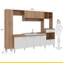 Ver imagem 4 de Cozinha Modulada Inova 270x192Cm Balcão Pia Cooktop Armário Paneleiro MDP Carvalho Branco - ClickLar