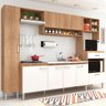 Cozinha Modulada Inova 270x192Cm Balcão Pia Cooktop Armário Paneleiro MDP Carvalho Branco - ClickLar - 1