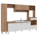Ver imagem 2 de Cozinha Modulada Inova 270x192Cm Balcão Pia Cooktop Armário Paneleiro MDP Carvalho Branco - ClickLar