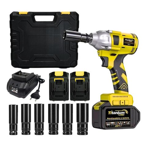 Chave de Impacto 21v 6 Soquetes 2 Baterias [titanium]