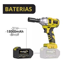 Chave de Impacto 21v 6 Soquetes 2 Baterias [titanium] - 5