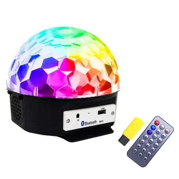 Globo Colorido Strobo Rgb Iluminação Jogo de Luz Dj Bluetooh Mp3 Musica com Controle Festa em Casa