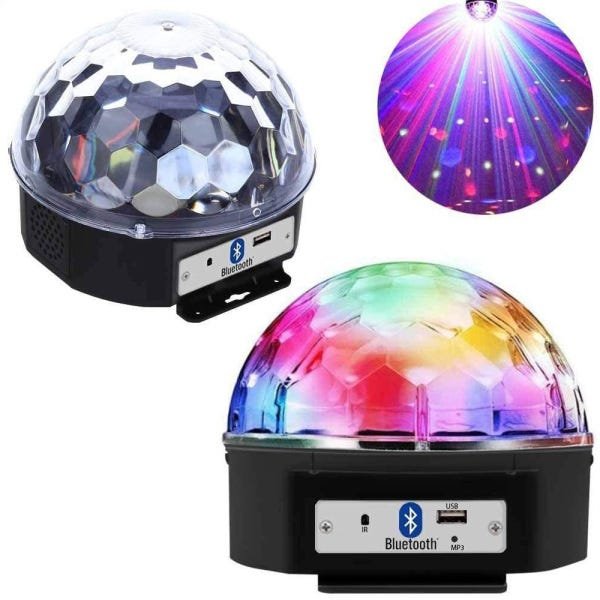 Globo Colorido Strobo Rgb Iluminação Jogo de Luz Dj Bluetooh Mp3 Musica com Controle Festa em Casa - 3