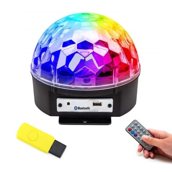 Globo Colorido Strobo Rgb Iluminação Jogo de Luz Dj Bluetooh Mp3 Musica com Controle Festa em Casa - 2