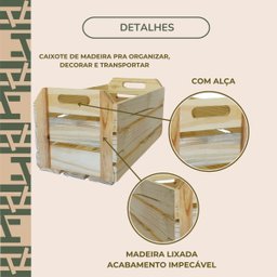 Caixote de Madeira Pinus para Decorar ou Armazenar Pequeno - 4