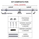 Ver imagem 3 de Kit Varão para Cortina 2,0 Metros 19mm Prata