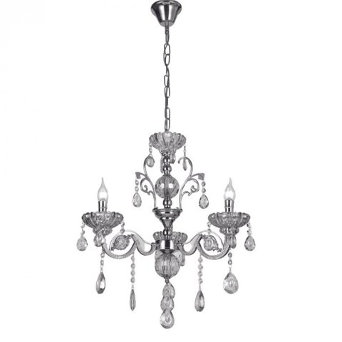 Lustre Pendente 3 Braços Bivolt Ø45x45cm Metal Cromado 3xe14 - Sindora Iluminação Dcd00405-3