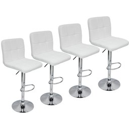 Kit 4 Banquetas Confort Gomos Estofada Giratória Branca - 1