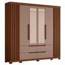 Ver imagem 4 de Guarda Roupa Doble Casal com Espelho 06 Portas e Cômoda Mobi Nogueira Capuccino - Móveis Albatroz