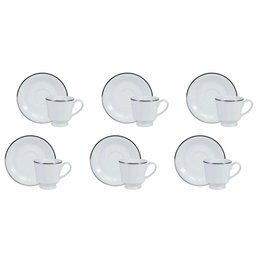 Conjunto de Xícara de Café com Pires 06 Peças Itamaraty Prata Schmidt - 1