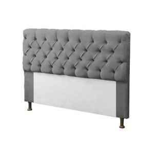 Cabeceira Mirage Para Cama Box Queen 160cm Com Capitonê Suede:Cinza