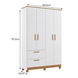 Jogo de Quarto Infantil Jujuba Guarda Roupa e Cômoda Nature/branco - Permóbili Baby - 4