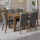 Ver imagem 1 de Conjunto Sala de Jantar Mesa Tampo de Madeira 6 Cadeiras Allegro Madesa