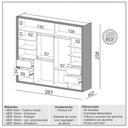 Ver imagem 3 de Roupeiro Menfis 2 Portas Cor Freijo Off White 267cm - 66711