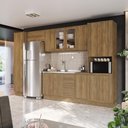 Ver imagem 1 de Cozinha Modulada Celeste Kappesberg 100% Mdf Nogueira/vidro 360cm
