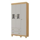 Ver imagem 2 de Guarda-roupa Infantil 92cm com Vidro 3 Portas e 2 Gavetas Ternura Multimóveis Mp4477 Madeirado/off