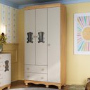 Ver imagem 1 de Guarda-roupa Infantil 92cm com Vidro 3 Portas e 2 Gavetas Ternura Multimóveis Mp4477 Madeirado/off