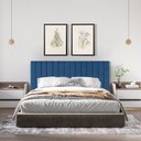 Ver imagem 1 de Cabeceira Viuva ou Solteirão Palito Estofada Suspensa para Quarto - 128 Cm - Azul Suede