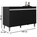 Ver imagem 3 de Balcao Com Tampo 120 cm 3 Portas Manu Preto REAJL