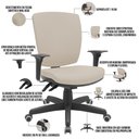 Ver imagem 4 de Kit 03 Cadeiras de Escritório Diretor Office Base Giratória Preto Alta Flexi P03 Suede Bege - 